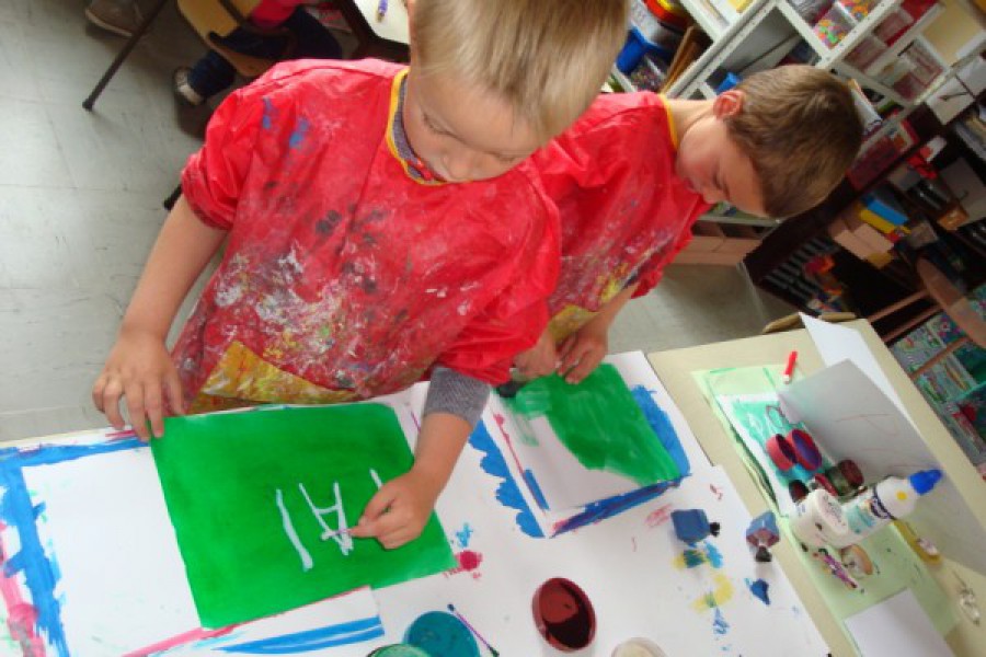 Werken rond vaderdag in de klas van K3a